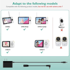 Lnauy power cord for VTech VM919-2HD cable connection keeps the monitor powered on.