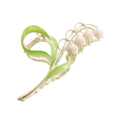 LNYMZD pink-gold lily-valley hair clip large for secure hold on thick hair.