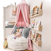 LOAOL bed canopy pink over crib for a dreamy princess corner during naps.