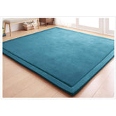 Loartee Coral Velvet Crawling Rug blue closeup shows soft velvet texture for toddler comfort.