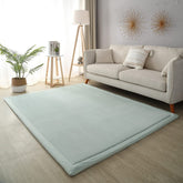 Loartee Coral Velvet Crawling Rug light green top view for cozy playtime surface