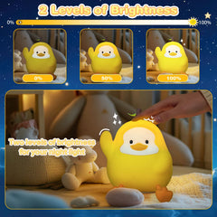 loatme night light kids yellow duck seven-color spectrum for cozy ambience