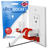 Lock Socket outlet lock close-up shows tamper-resistant protection for three-prong plugs.