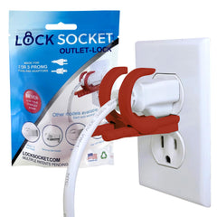 Lock Socket red outlet lock closeup illustrating secure plug protection against tampering