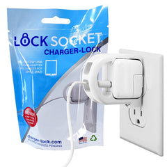 LOCK SOCKET secure-fit wall-outlet showing firm grip to prevent unplugging