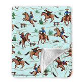 Locobird Western Baby Blanket blue pattern; cozy crib comfort for bedtime routines