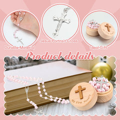 Loetere My First Rosary pink beads highlighting delicate glass beads for a meaningful gift.