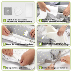 Loevin baby lounger in-use tummy time with soft cotton surface