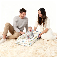Loevin Baby Lounger side view showing roomy space for growing babies