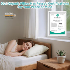 Lofe Organic Pillow polyester filling maintains loft and long-lasting fluff.