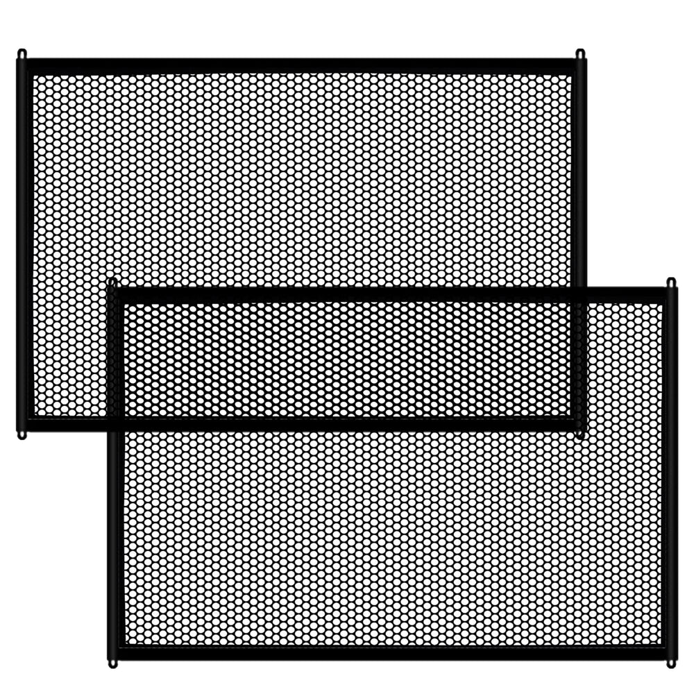 Lofekea dog gate 43-3x28-3 setup shows tool-free tension installation for stairs.