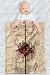 LOGOVISION Harry Potter baby blanket folded-map front shows portable cozy comfort.