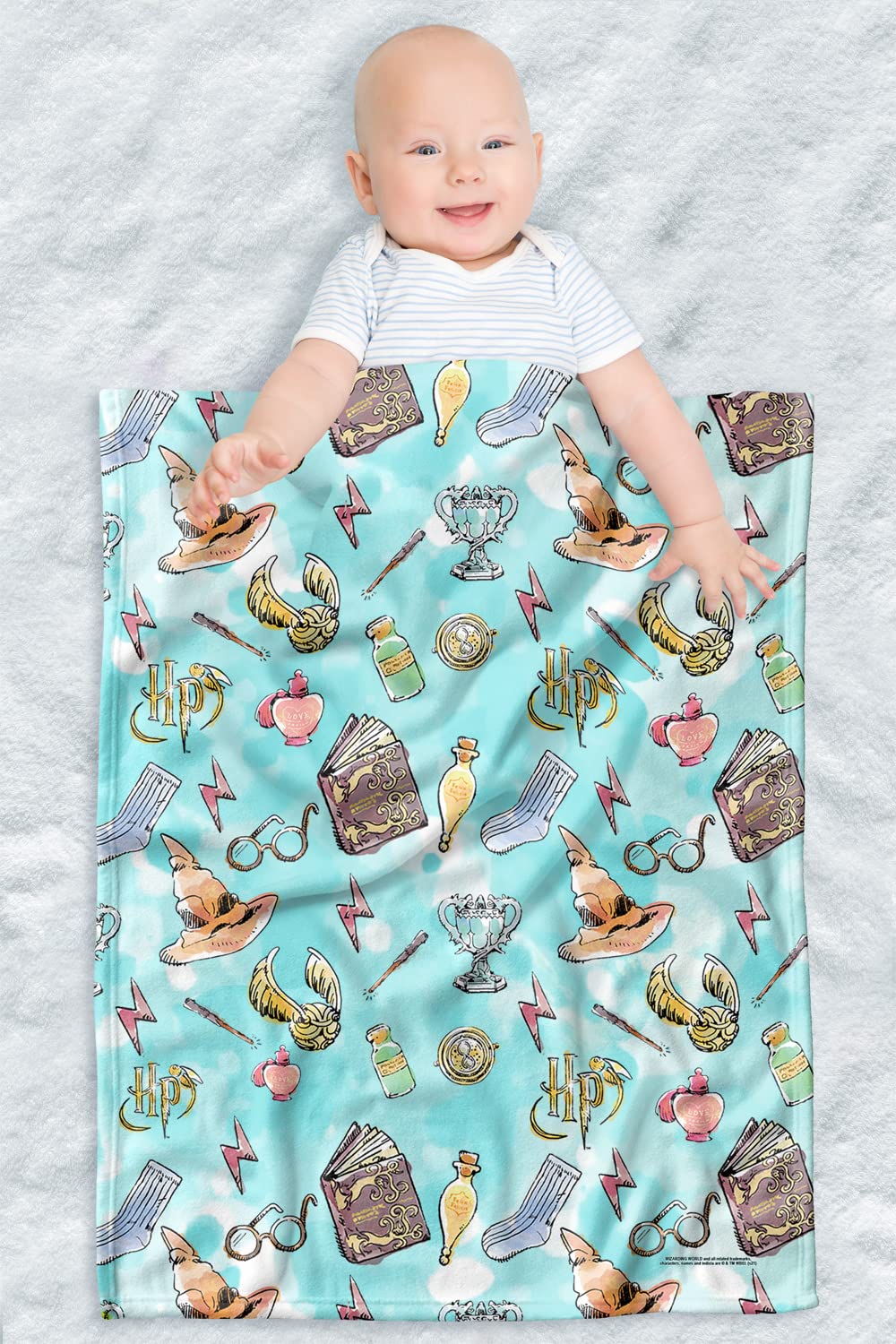 LOGOVISION Harry Potter watercolor-pattern baby blanket for cozy snuggles.