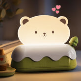 LOHAS LED bear night light, front view, calming bedtime glow for kids.