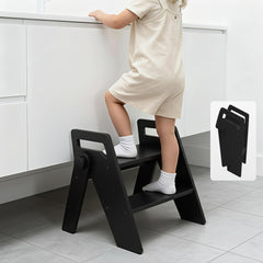 LOHASOK wooden 2-step stool assembled shows sturdy, wobble-free design for potty training