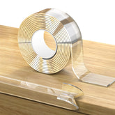 Loiion clear edge protector adhesion test demonstrates strong, non-toxic corner coverage.