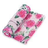 LollyBanks baby swaddle blanket peony print offers cozy swaddling and bright nursery decor.