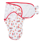 LollyBanks dog-print swaddle front view promotes ultra-soft organic cotton for newborn sleep