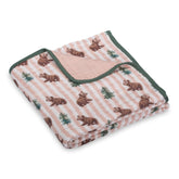 LollyBanks Bear Print Muslin Blanket for nursery cuddles and cozy texture.