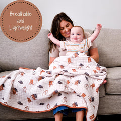 LollyBanks cowboy-print baby blanket, durable six-layer design for long-lasting keepsakes