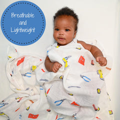 LollyBanks muslin blanket fabric detail emphasizes soft 100% cotton for cozy daily snuggles.