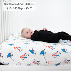 LollyBanks Muslin crib sheets use soft cotton fabric for breathable skin-friendly naps.