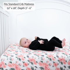 LollyBanks solid pink crib sheet provides snug fit on standard 52x28 mattress
