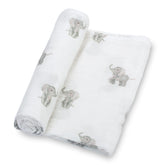 LollyBanks elephant-print swaddle blanket ideal for cozy naps.