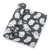 LollyBanks muslin swaddle ghost print 47x47 inches for cozy newborn wraps.