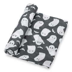 LollyBanks muslin swaddle ghost print 47x47 inches for cozy newborn wraps.