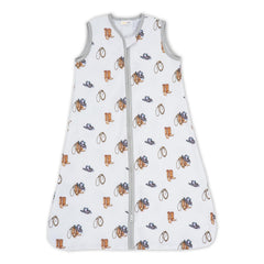 LollyBanks organic cotton baby sleep sack front view; soft, breathable fabric for gentle nights.