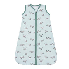 LollyBanks Sleep Sack Mallard Duck Pattern closeup shows cozy, breathable fabric for naps.