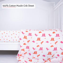 LollyBanks 100% cotton crib sheet texture highlights gentle, breathable comfort for naps.
