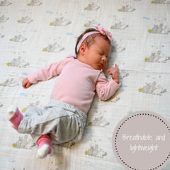 LollyBanks swaddle in nursery ambience for calming, secure wrap during nap time.