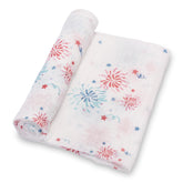 LollyBanks swaddle blanket fireworks print offers cozy comfort and nursery charm.