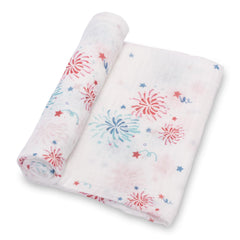 LollyBanks swaddle blanket fireworks print offers cozy comfort and nursery charm.