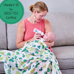 LollyBanks Swaddle Blanket doubles as nursery decor for crib or wall hanging.