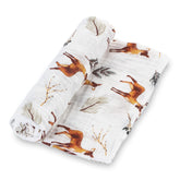 LollyBanks swaddle deer design close-up for woodland charm and calm nursery moments.