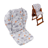 Lomgwumy high chair cushion in grey animal pattern adds soft comfort to meals.