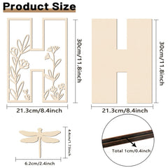 Longan Craft flowered paintable wood letter display for DIY room accents.