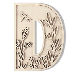 Longan Craft layered 12in wood letters D closeup for wall decor and DIY projects.
