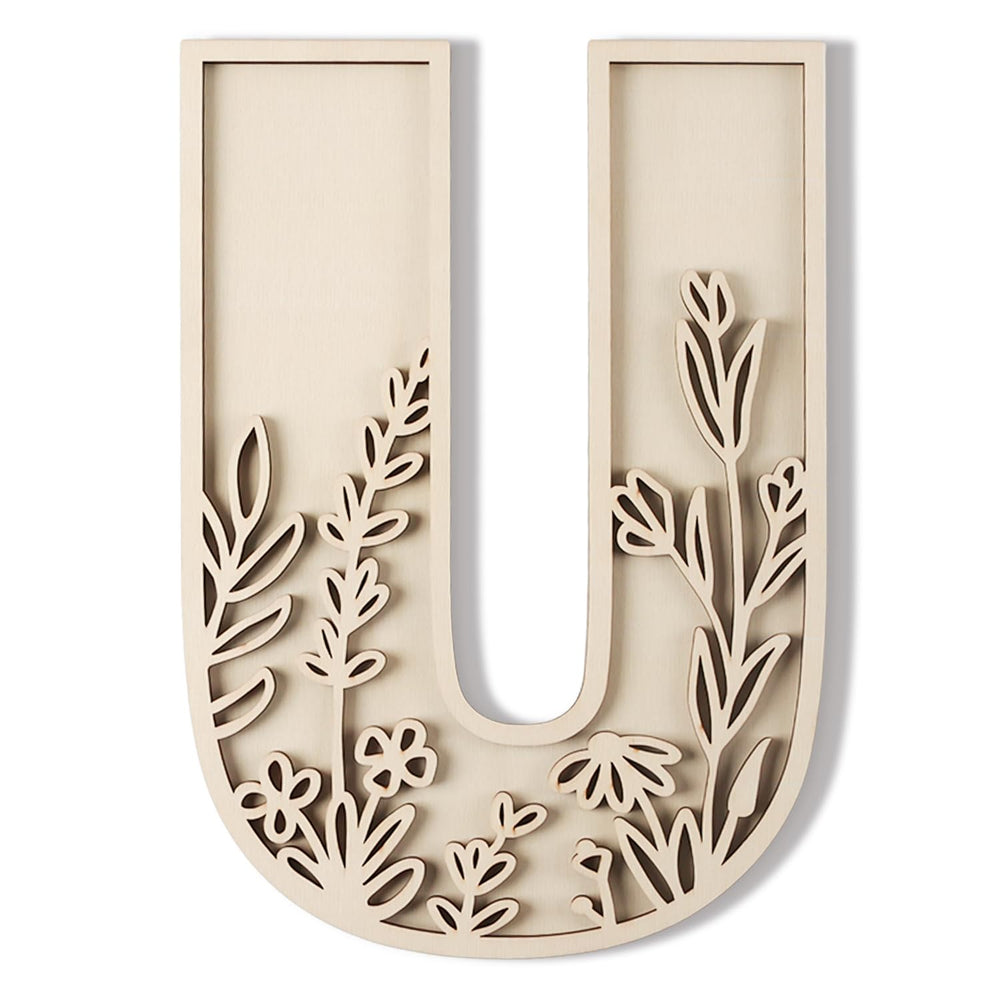 Longan Craft layered 12-inch wood letters for wall decor, ideal for nurseries and personalized signs.