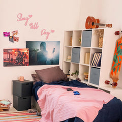 Longan Craft Slay All Day Sign pink decor energizes teen bedroom ambiance.