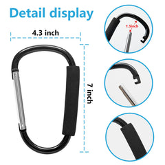 Longomat stroller hook aluminum carabiner provides durable attachment and quick removal.