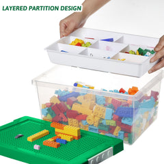 Loobuu baseplate lids compatible with bricks enable built-in play and tidy storage.