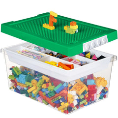 Loobuu plastic storage bin with closed lid offers clear visibility for quick access.