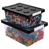 loobuu plastic storage bins with lids front view show organized toy storage and easy access.