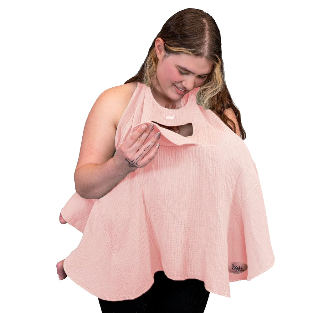 Lookee Looky nursing cover close-up shows soft muslin fabric for comfortable feeding