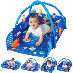 Looxii baby play gym full mat blue supports tummy time and safe, cozy exploration.