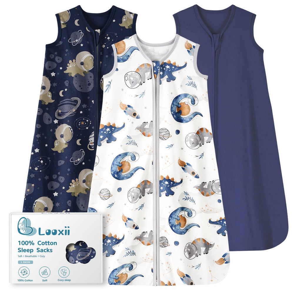 Looxii baby sleep sack 0.5 tog fabric close-up highlighting soft, breathable cotton.